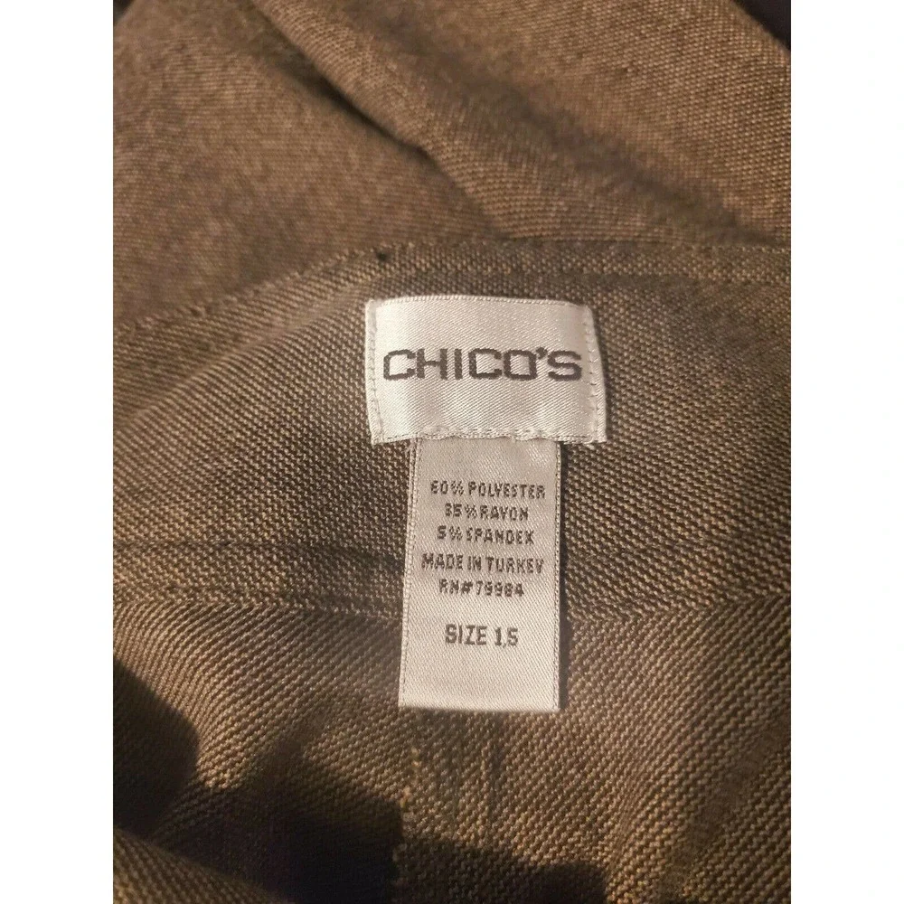 Chico's Gray Polyester Rayon Blend Dress Pants Flat Front Sz 1.5 32W X 32L EUC